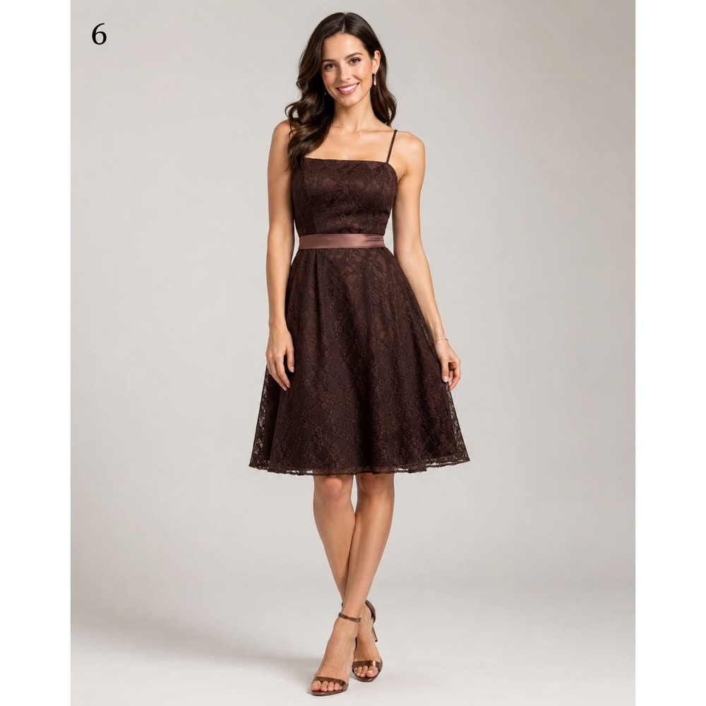 Vintage Y2K Bella Formals by Venus Dress Womens‎ 6 Brown Lace Fairy NEW